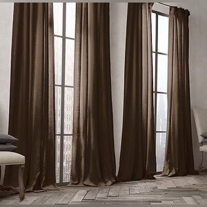 NWT Two BLACK RH Heavyweight Linen curtain panels